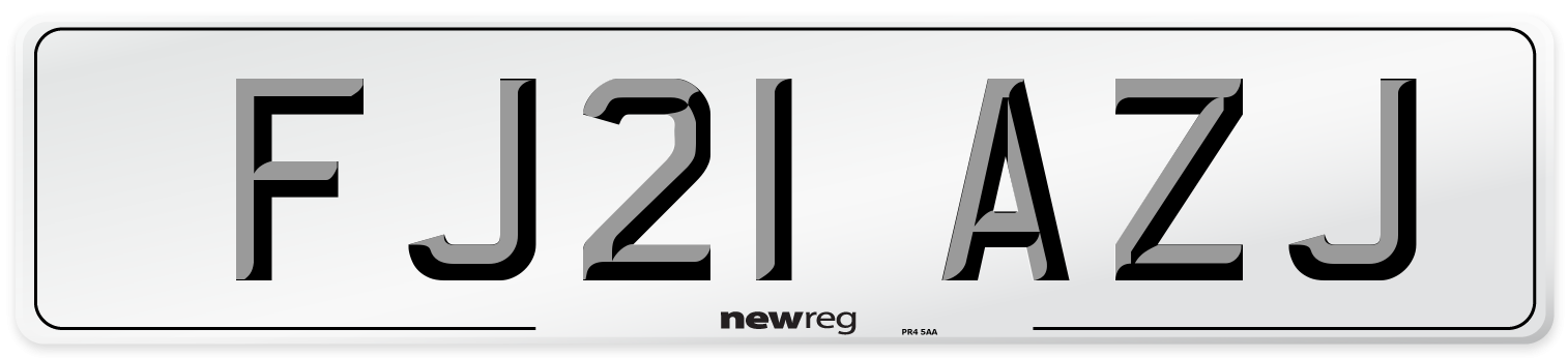 FJ21 AZJ Number Plate from New Reg